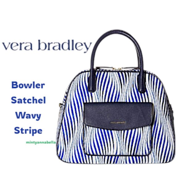 Vera Bradley Wavy Stripe Bowler Satchel - Picture 1 of 12
